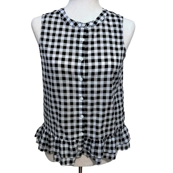 Cece Gingham Button Down Sleeveless Blouse Women XS - Picture 1 of 9